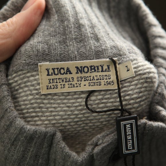 Luca Nobili Men's gray wool blend button front Sweater Large L - Picture 4 of 5